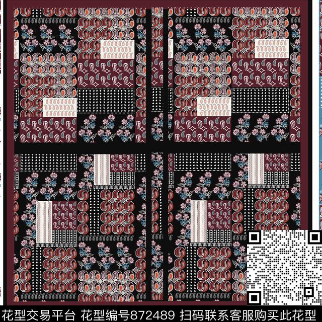 卷草纹土耳其风格民族风数码印花华亿平台下载（图片编号: 872489） - 瓦栏（Walan）