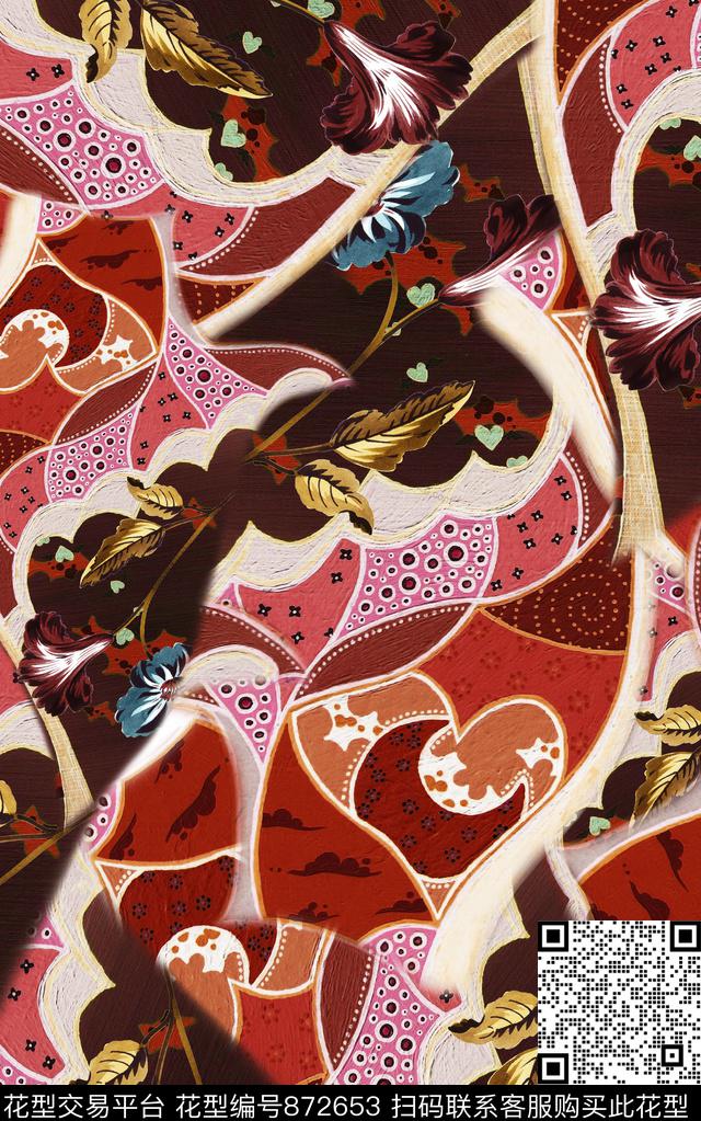 中国风波西米亚民族风数码印花华亿平台下载（图片编号: 872653） - 瓦栏（Walan）