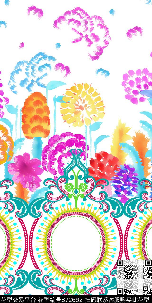 花卉花朵兰花数码印花华亿平台下载（图片编号: 872662） - 瓦栏（Walan）