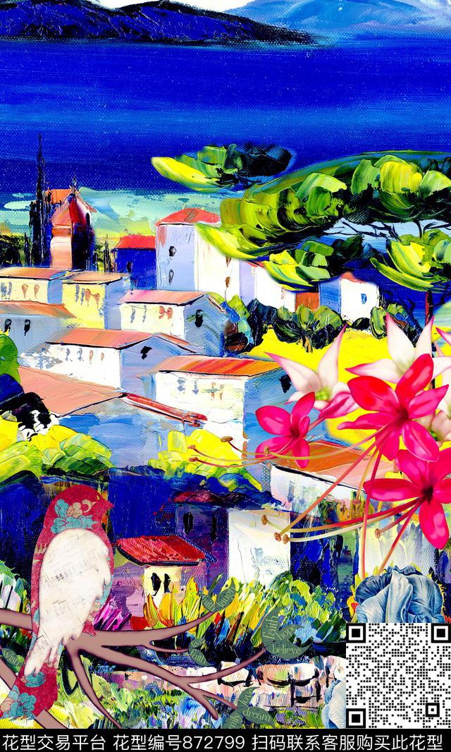 复古油画花卉复古油画欧美复古海报鸟数码印花华亿平台下载（图片编号: 872799） - 瓦栏（Walan）