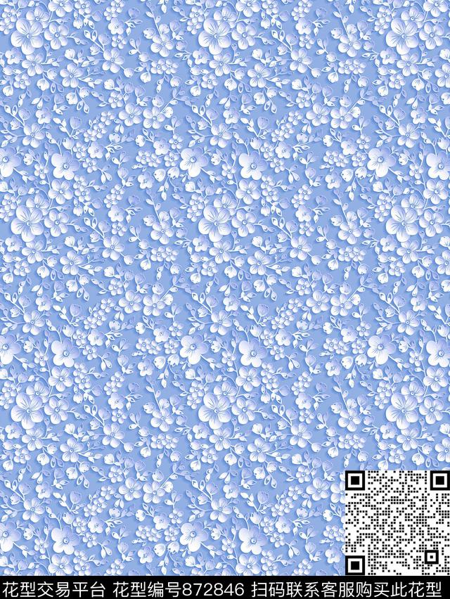 小碎花花卉清新数码印花华亿平台下载（图片编号: 872846） - 瓦栏（Walan）