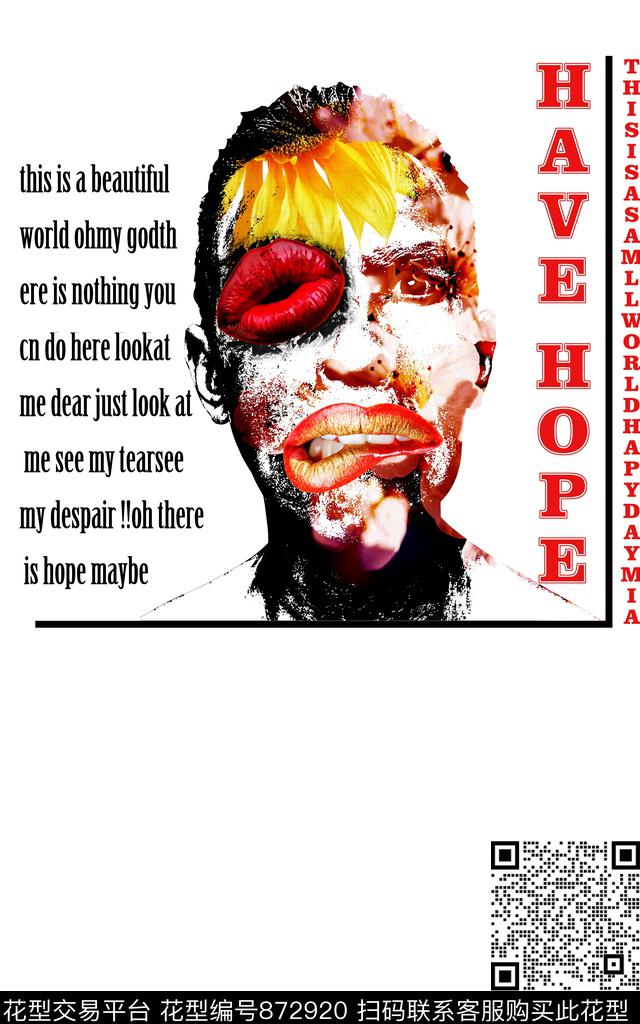 嬉皮人像文字字母数码印花华亿平台下载（图片编号: 872920） - 瓦栏（Walan）