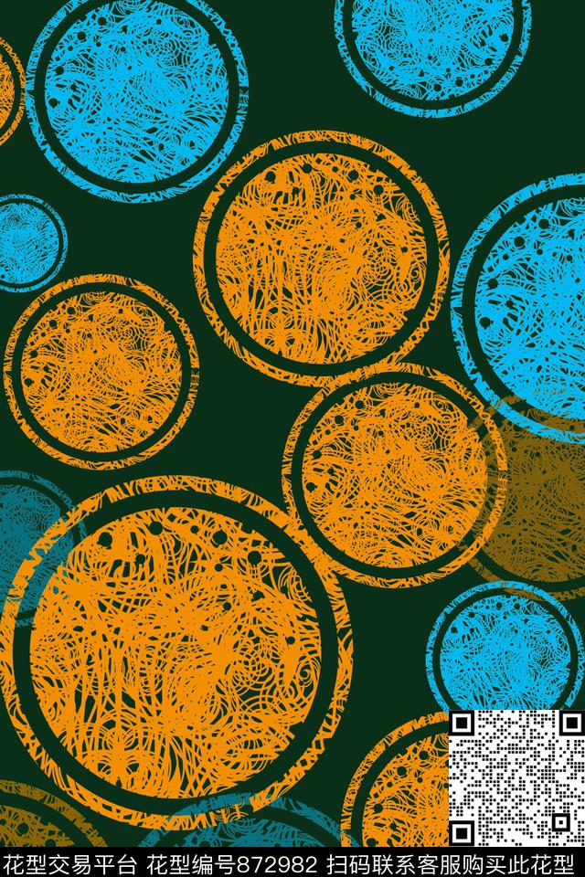 圆圈圆形几何传统印花华亿平台下载（图片编号: 872982） - 瓦栏（Walan）