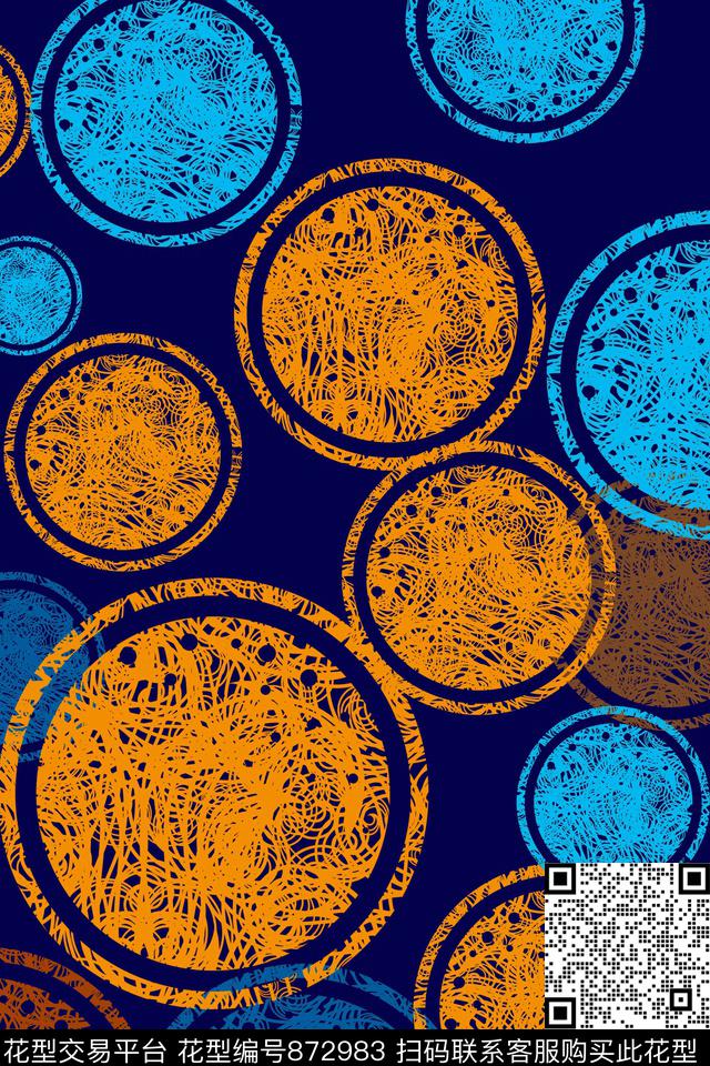 圆圈圆形几何传统印花华亿平台下载（图片编号: 872983） - 瓦栏（Walan）