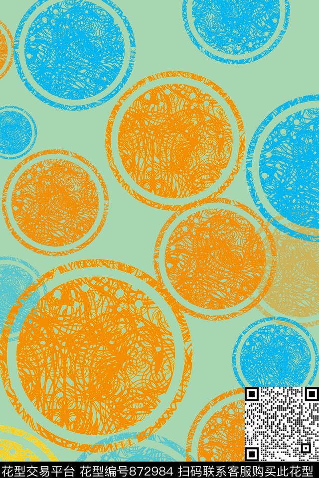 圆圈圆形几何传统印花华亿平台下载（图片编号: 872984） - 瓦栏（Walan）