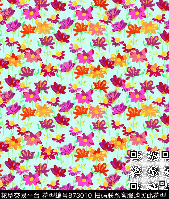 趣味花卉花朵传统印花华亿平台下载（图片编号: 873010） - 瓦栏（Walan）