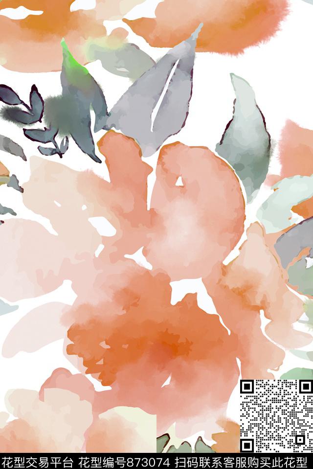 植物手绘花卉传统印花华亿平台下载（图片编号: 873074） - 瓦栏（Walan）