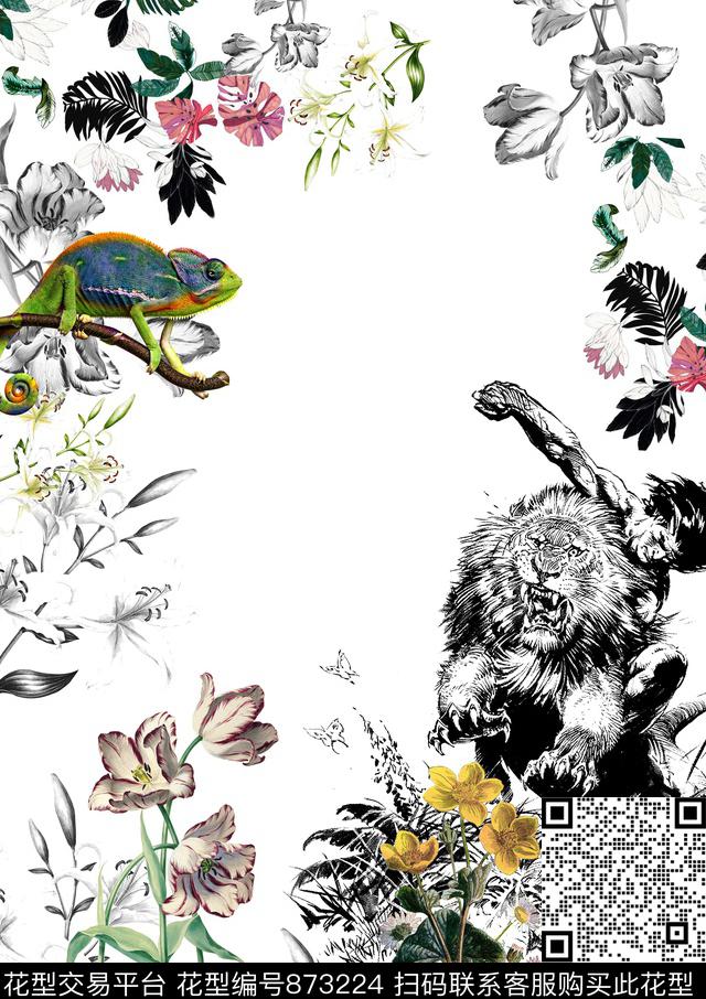 花卉狮子DG数码印花华亿平台下载（图片编号: 873224） - 瓦栏（Walan）