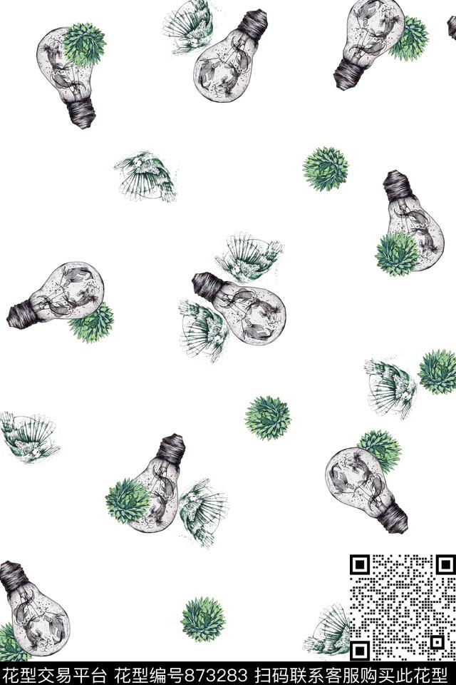 灯泡多肉植物鸟传统印花华亿平台下载（图片编号: 873283） - 瓦栏（Walan）