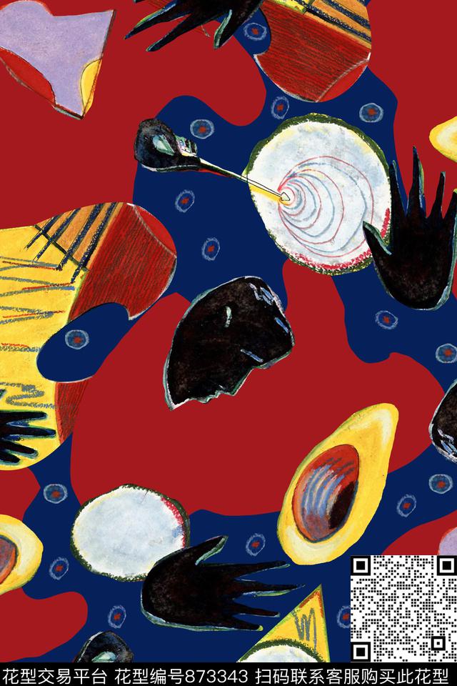 抽象水果人物数码印花华亿平台下载（图片编号: 873343） - 瓦栏（Walan）