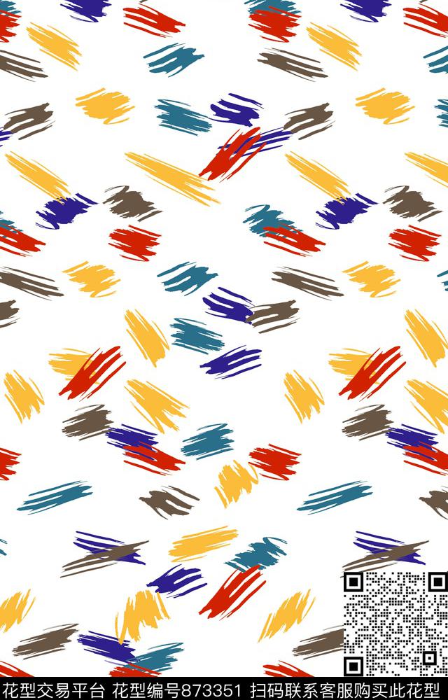 手绘抽象笔刷传统印花华亿平台下载（图片编号: 873351） - 瓦栏（Walan）