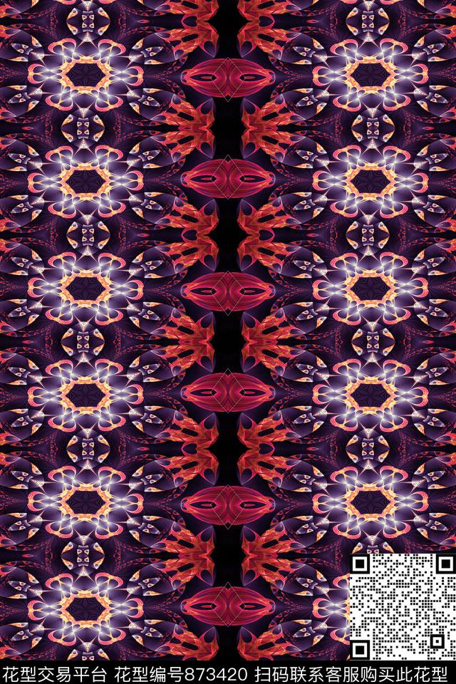 女装印花抽象数码印花华亿平台下载（图片编号: 873420） - 瓦栏（Walan）