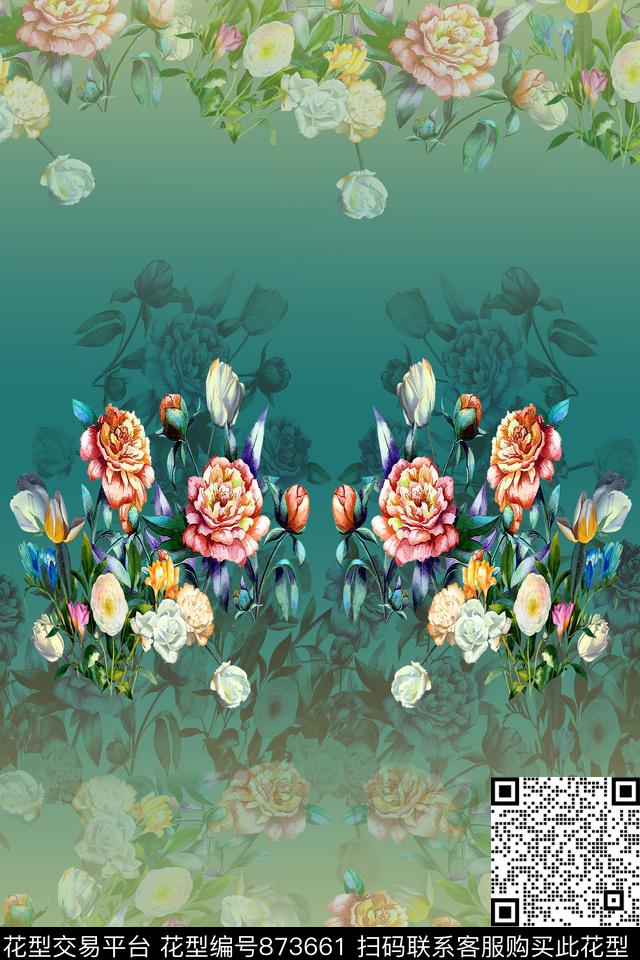 花卉女装定位花数码印花华亿平台下载（图片编号: 873661） - 瓦栏（Walan）