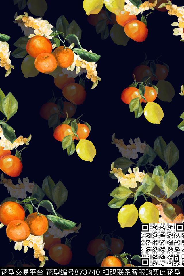 热带花卉花卉水果数码印花华亿平台下载（图片编号: 873740） - 瓦栏（Walan）