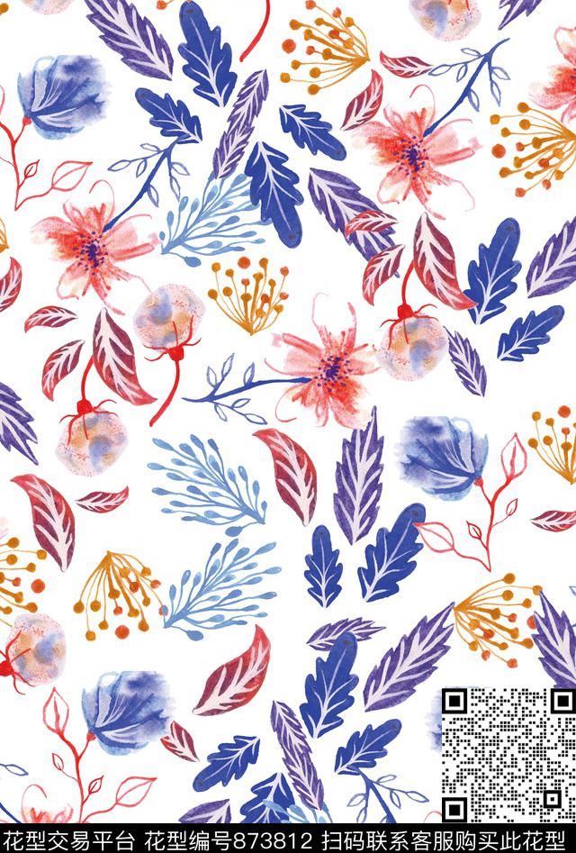 叶子水彩热带传统印花华亿平台下载（图片编号: 873812） - 瓦栏（Walan）