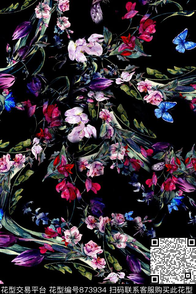 抽象多彩意境数码印花华亿平台下载（图片编号: 873934） - 瓦栏（Walan）