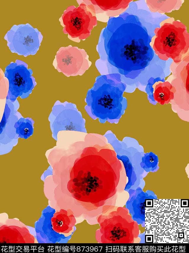 花卉花朵花瓣数码印花华亿平台下载（图片编号: 873967） - 瓦栏（Walan）
