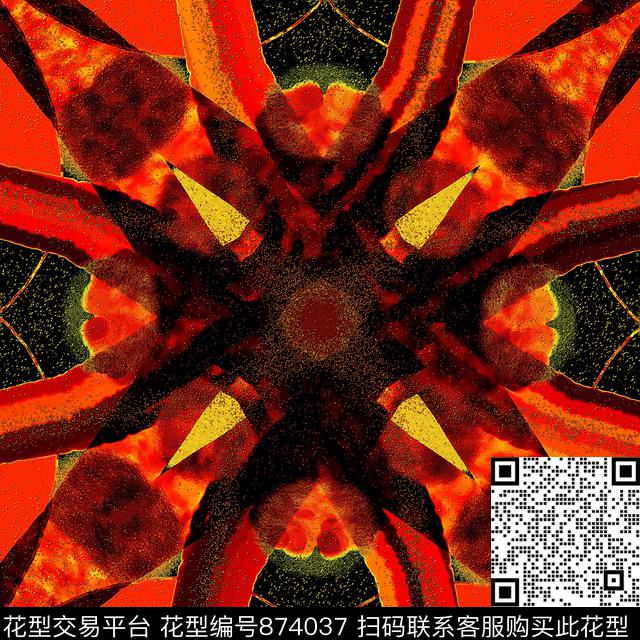 菱形色块三角形数码印花华亿平台下载（图片编号: 874037） - 瓦栏（Walan）