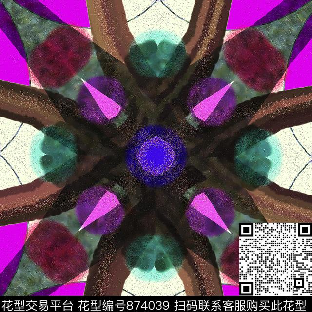 菱形色块三角形数码印花华亿平台下载（图片编号: 874039） - 瓦栏（Walan）