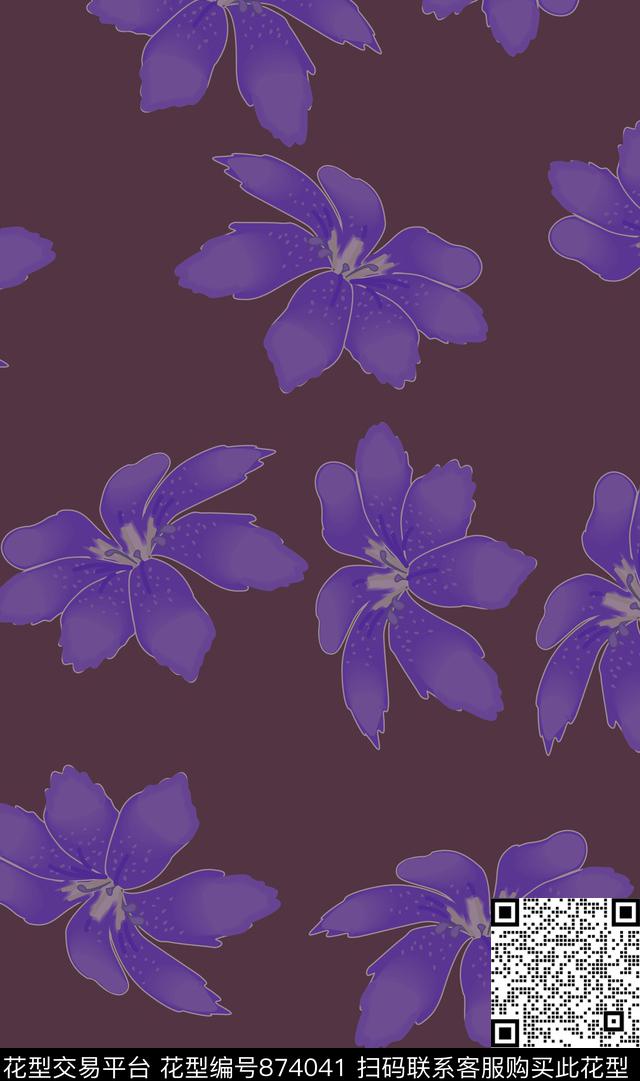 花朵花卉抽像数码印花华亿平台下载（图片编号: 874041） - 瓦栏（Walan）