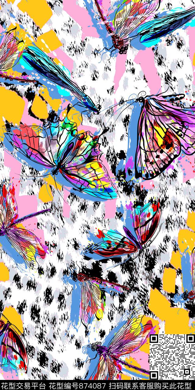 动物纹昆虫几何数码印花华亿平台下载（图片编号: 874087） - 瓦栏（Walan）