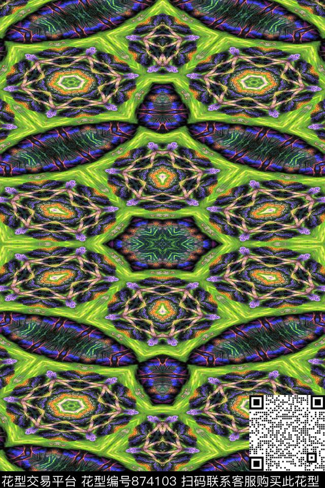 女装印花抽象数码印花华亿平台下载（图片编号: 874103） - 瓦栏（Walan）