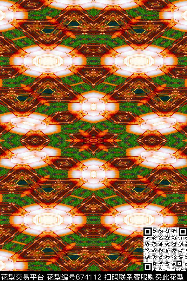 女装印花抽象数码印花华亿平台下载（图片编号: 874112） - 瓦栏（Walan）