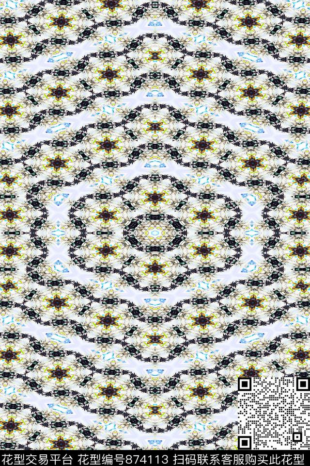 女装印花抽象数码印花华亿平台下载（图片编号: 874113） - 瓦栏（Walan）