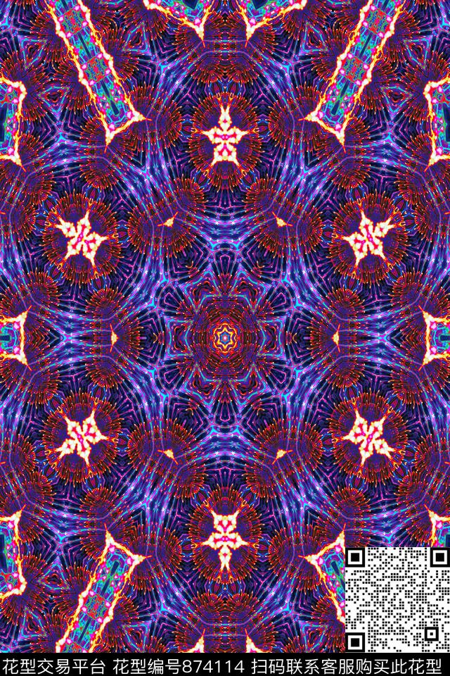 女装印花抽象数码印花华亿平台下载（图片编号: 874114） - 瓦栏（Walan）