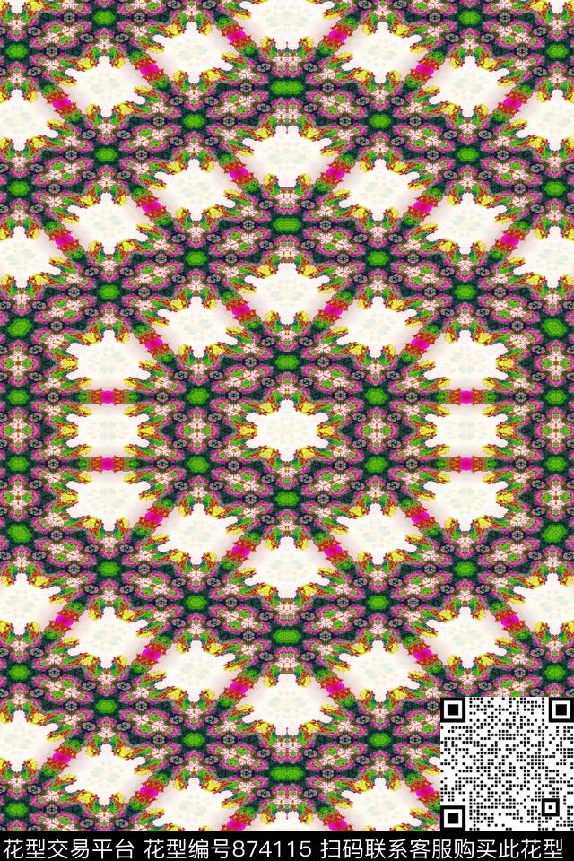 女装印花抽象数码印花华亿平台下载（图片编号: 874115） - 瓦栏（Walan）