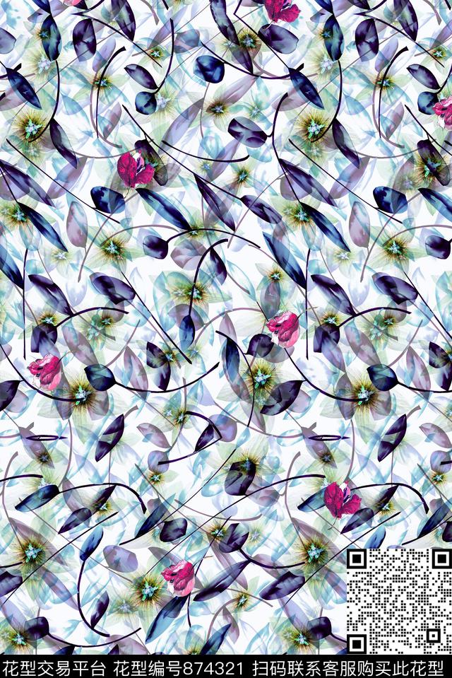 植物花卉花卉女装数码印花华亿平台下载（图片编号: 874321） - 瓦栏（Walan）
