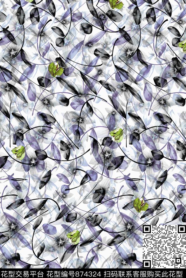 植物花卉花卉女装数码印花华亿平台下载（图片编号: 874324） - 瓦栏（Walan）