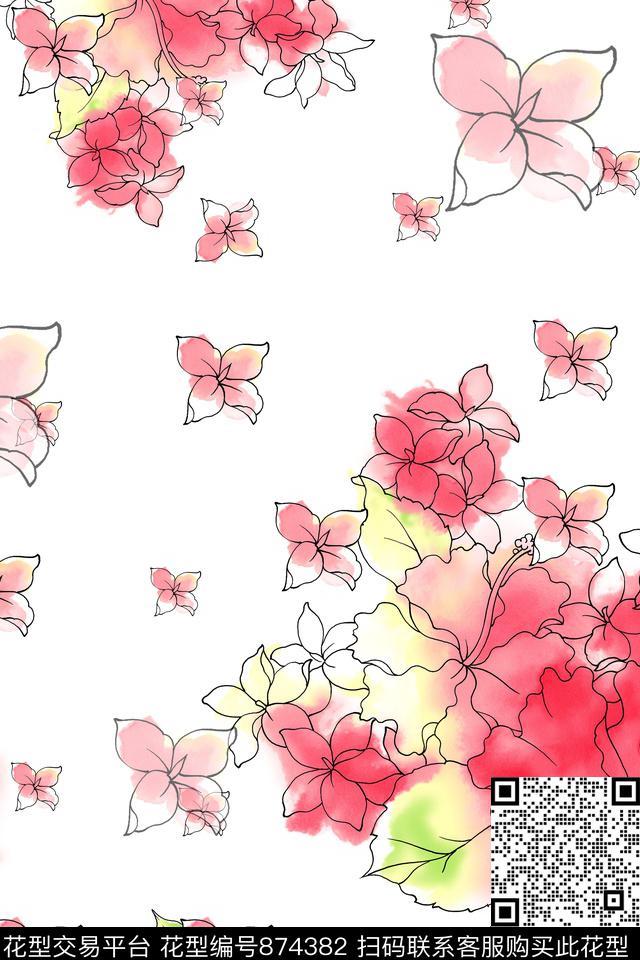 罂粟花玉兰花热带花卉数码印花华亿平台下载（图片编号: 874382） - 瓦栏（Walan）