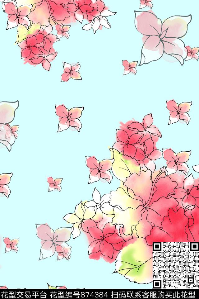 罂粟花玉兰花热带花卉数码印花华亿平台下载（图片编号: 874384） - 瓦栏（Walan）