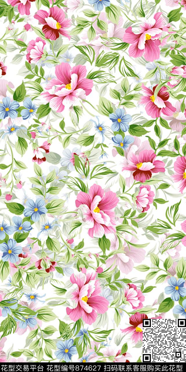 油画数码乱花数码印花华亿平台下载（图片编号: 874627） - 瓦栏（Walan）