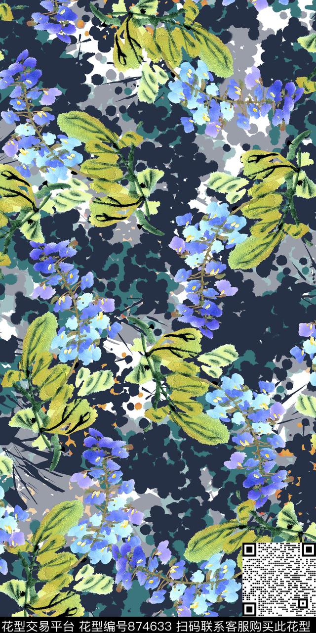 油画数码乱花数码印花华亿平台下载（图片编号: 874633） - 瓦栏（Walan）