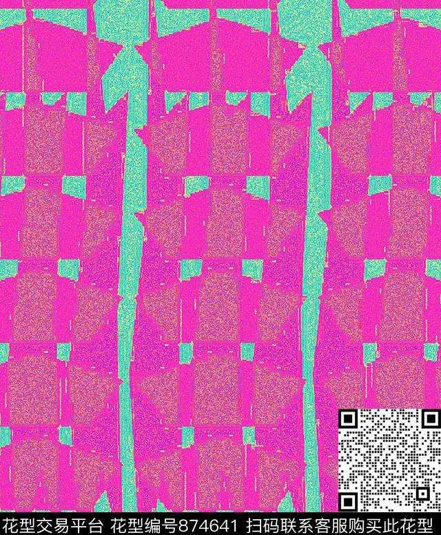 趣味色块抽像数码印花华亿平台下载（图片编号: 874641） - 瓦栏（Walan）