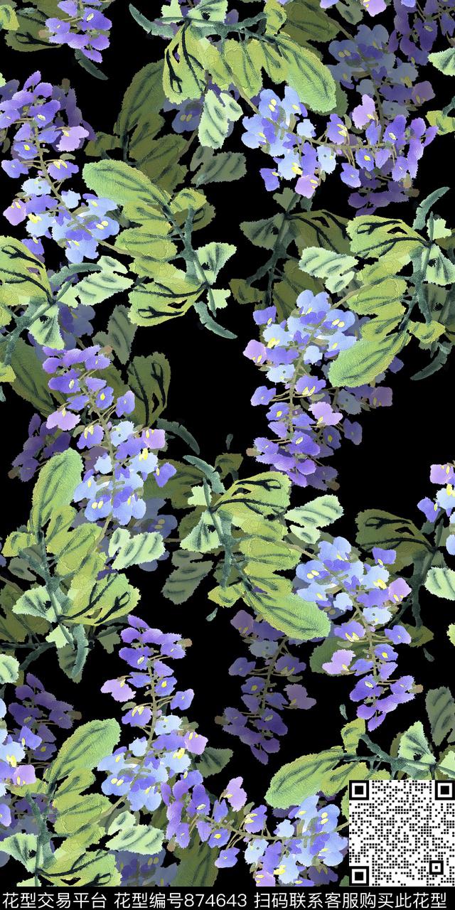 油画数码乱花数码印花华亿平台下载（图片编号: 874643） - 瓦栏（Walan）