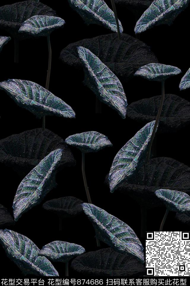 花卉荷花荷叶、数码印花华亿平台下载（图片编号: 874686） - 瓦栏（Walan）