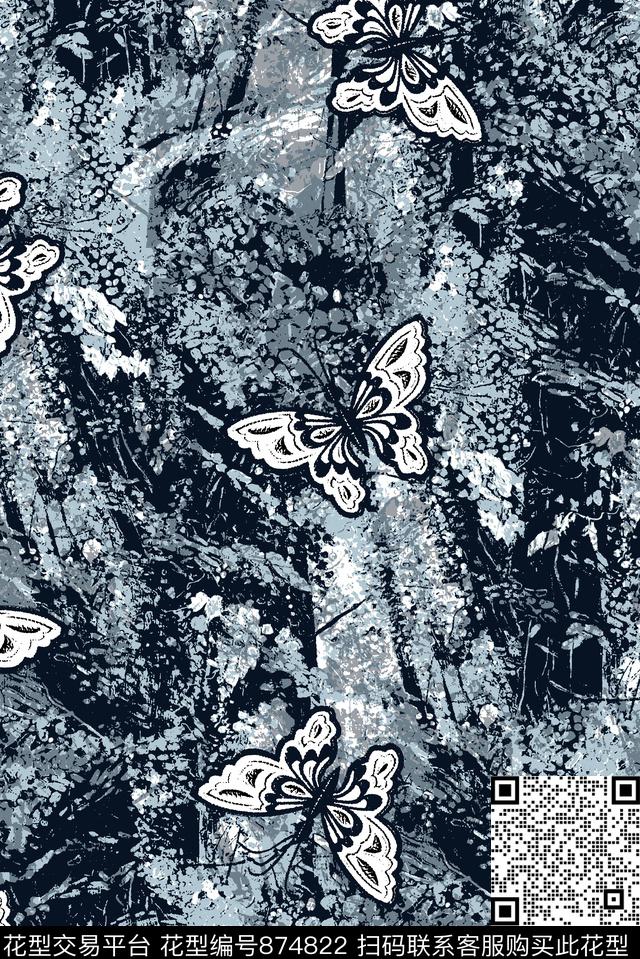 抽象纹理蝴蝶肌理纹理传统印花华亿平台下载（图片编号: 874822） - 瓦栏（Walan）