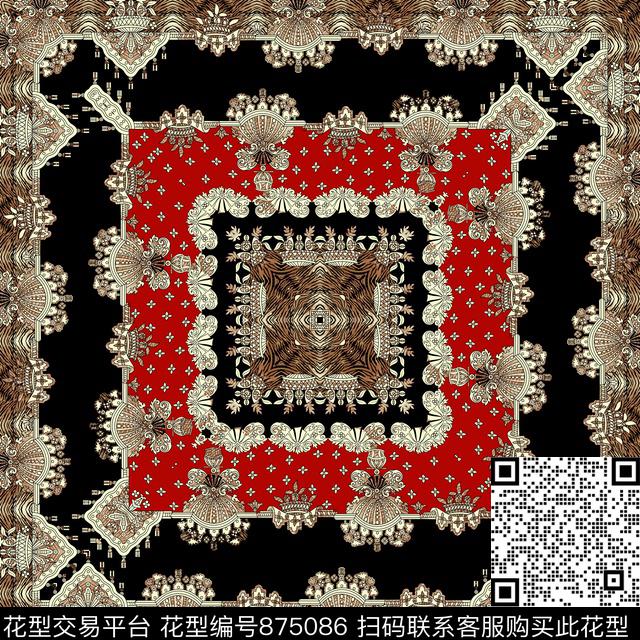 动物纹宫廷风巴洛克传统印花华亿平台下载（图片编号: 875086） - 瓦栏（Walan）