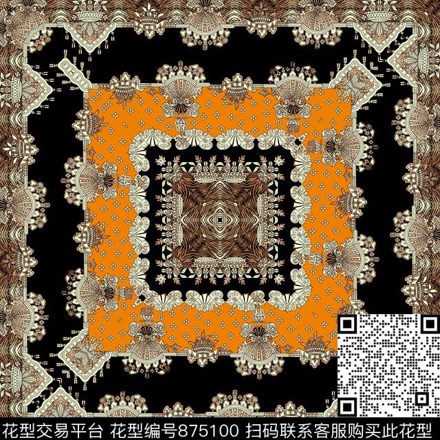 动物纹宫廷风巴洛克传统印花华亿平台下载（图片编号: 875100） - 瓦栏（Walan）