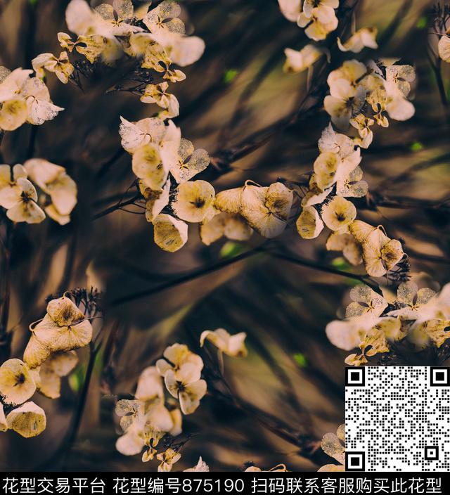 枯萎花卉树干抽象数码印花华亿平台下载（图片编号: 875190） - 瓦栏（Walan）