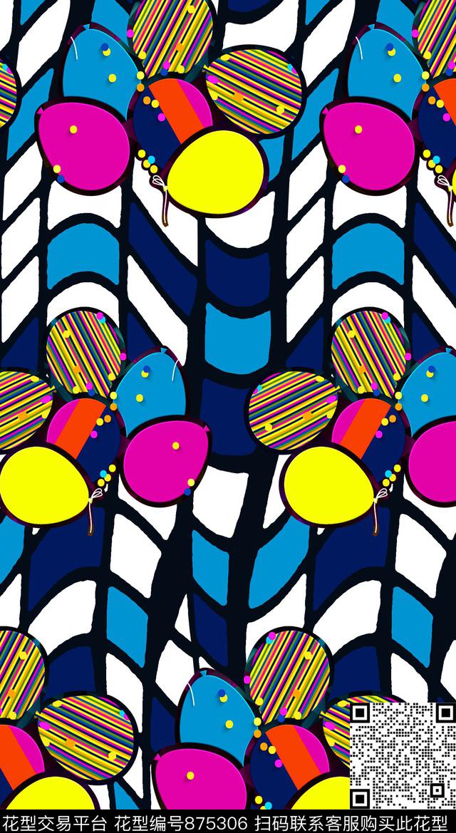 花几何波点传统印花华亿平台下载（图片编号: 875306） - 瓦栏（Walan）