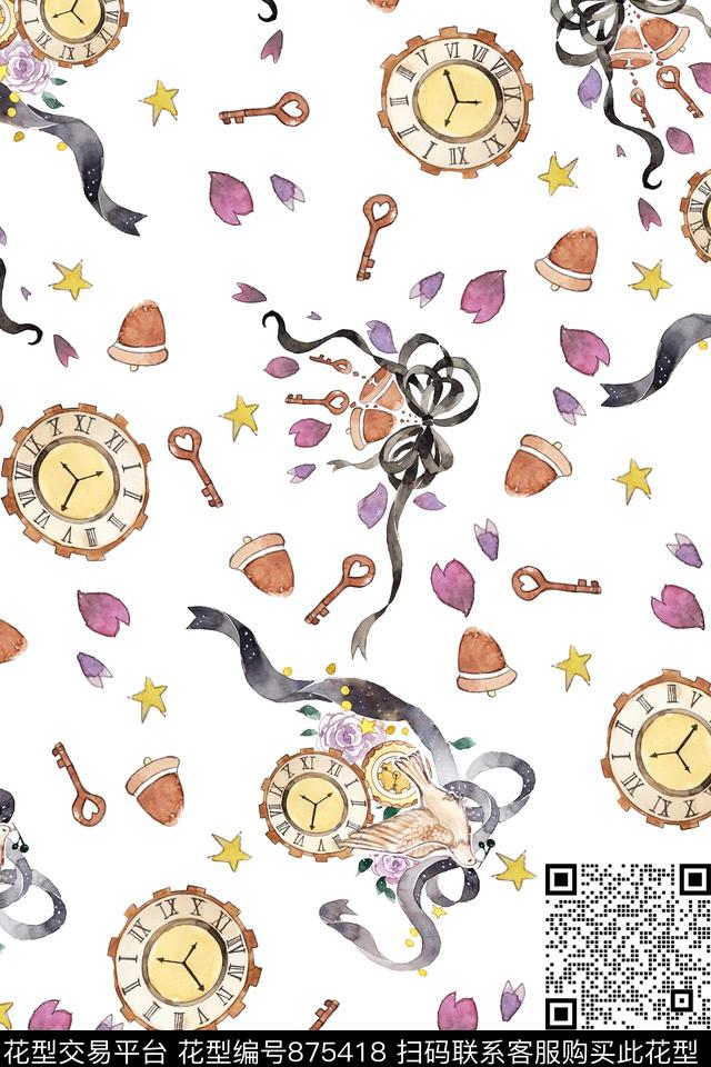 鸟钟表时间数码印花华亿平台下载（图片编号: 875418） - 瓦栏（Walan）