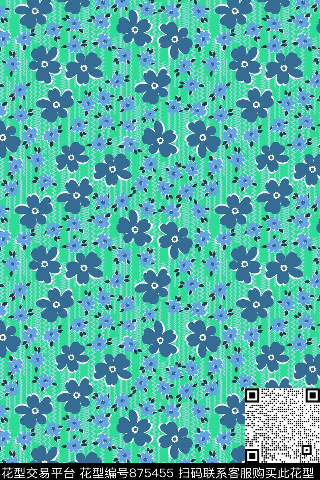 趣味花朵大花传统印花华亿平台下载（图片编号: 875455） - 瓦栏（Walan）