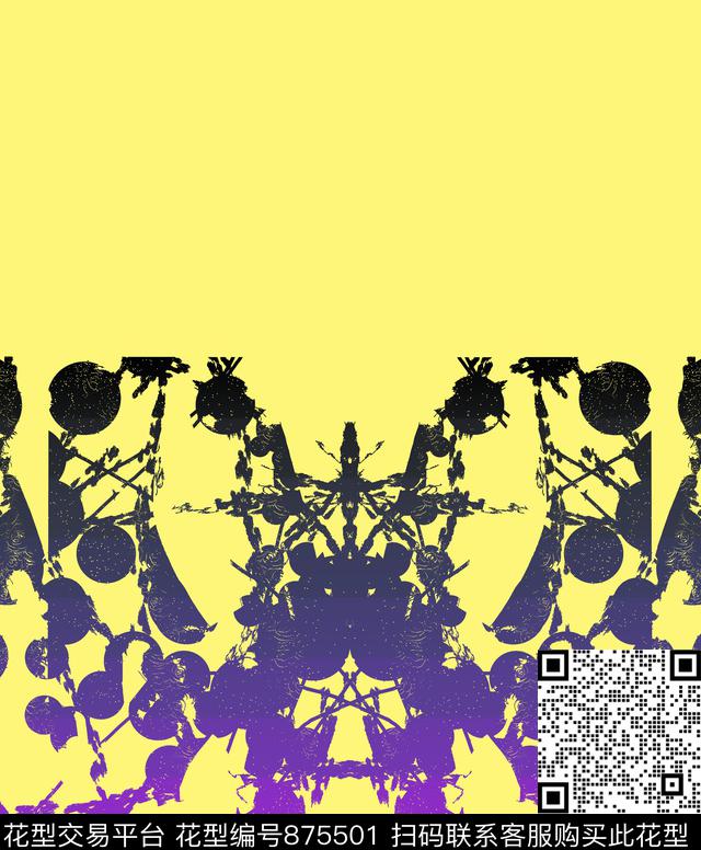 几何色块抽像数码印花华亿平台下载（图片编号: 875501） - 瓦栏（Walan）