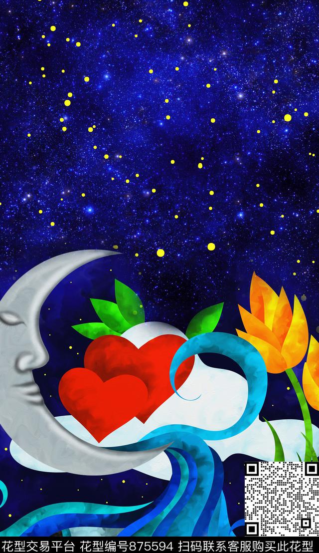 天黑了繁星点点数码印花华亿平台下载（图片编号: 875594） - 瓦栏（Walan）