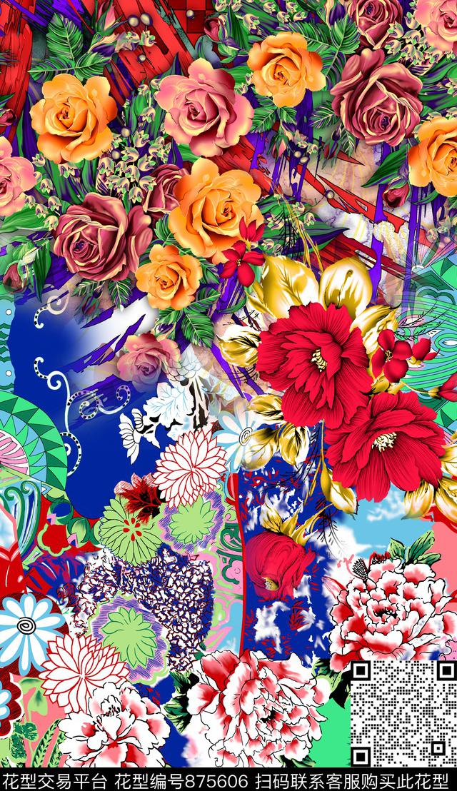 超级铁板烧花纹数码印花华亿平台下载（图片编号: 875606） - 瓦栏（Walan）