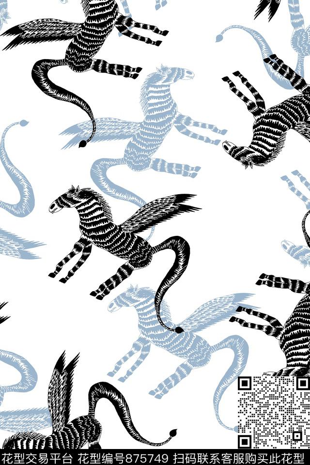 马抽象纹理靓仔男装华亿平台传统印花华亿平台下载（图片编号: 875749） - 瓦栏（Walan）